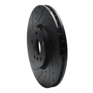 Mini Cooper Clubman Brake Rotor (1) - Front Left - R1 Concepts - Drilled & Slotted - Black - `15-`19